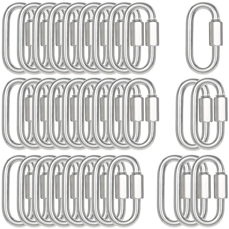 XHMAXE 100PCS 2.36 Inches Quick Links, M6 Screw Chain Links Heavy Duty Chain Links, 1/4" Galvanized Steel Locking Carabiners for Connecting Hammock, Key Chain, Pet Leash,Gym,Camping,875 Lbs Capacity - Image 1